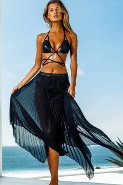 Women Sauvage Swimwear Black Strappy Slick Triangle
