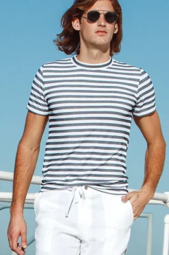 Sauvage Swimwear Charcoal/White Luxury Knit Stripe T-Shirt