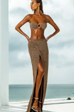 Women Sauvage Swimwear Gold Boucle High Rise