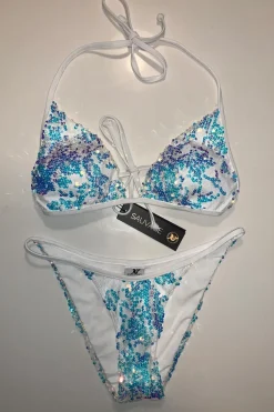 Women Sauvage Swimwear Lola Sequin Triangle White