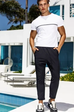 Sauvage Swimwear Woven Stripe Workout Pants Black